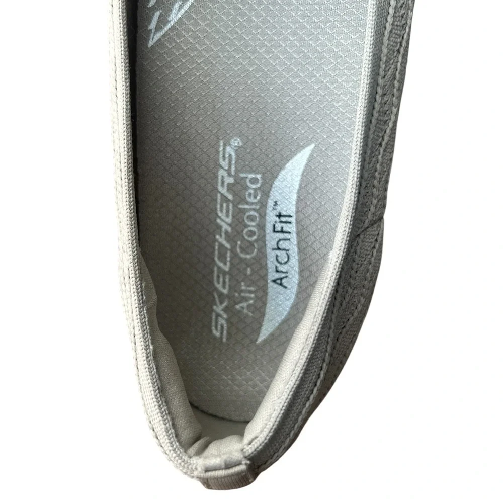 Skechers Arch Fit‎ Cleo Taupe Knit Slip‑On Wedge Comfort Shoes Women’s 10